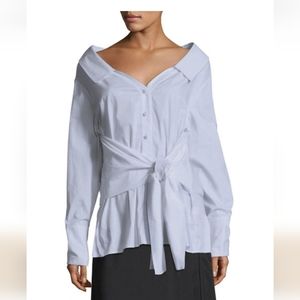 TANYA TAYLORJamie Off-the-Shoulder Button-Front Tie-Front Oxford Shirt